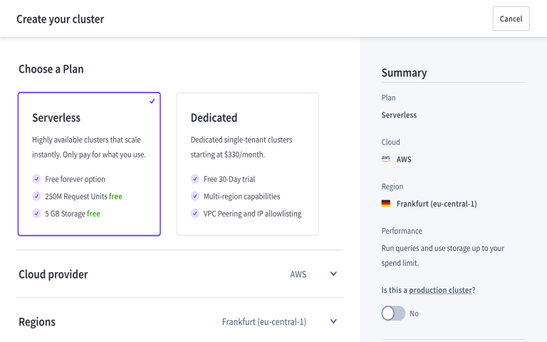 Select Serverless Database