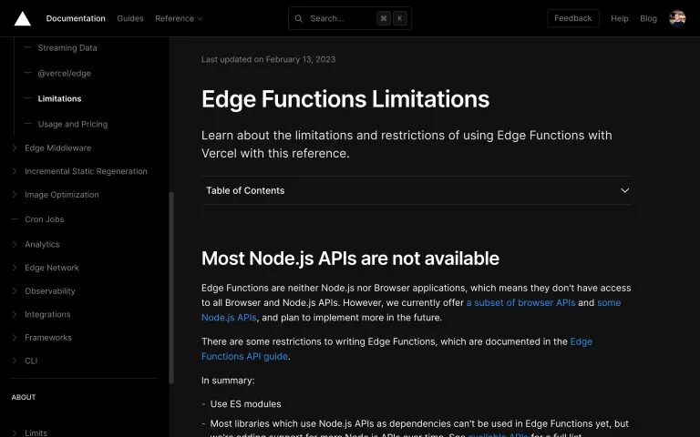 Edge Functions Limitations