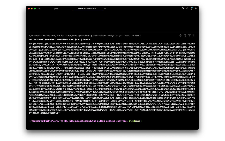 Screenshot of terminal base64 string