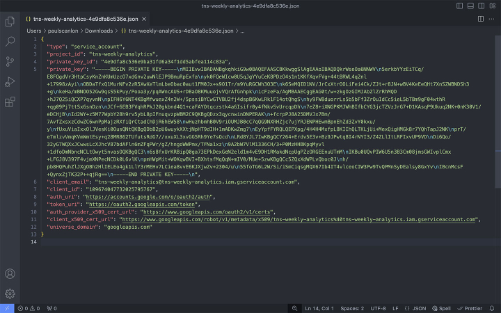 Screenshot of VS Code .json file