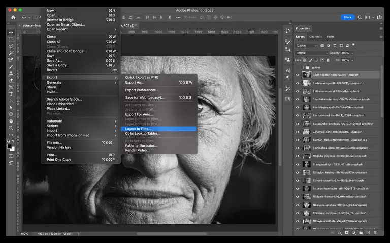 Photoshop export layers to files